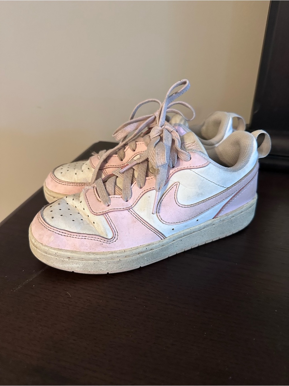 Nike Kids Pink and White Low-Top Sneakers